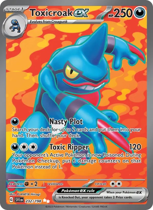 Kaart Toxicroak ex uit Scarlet & Violet, nummer 232/198