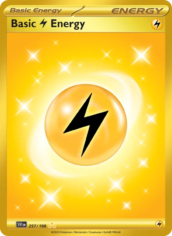 Kartu Basic Lightning Energy dari Scarlet & Violet, nomor 257/198