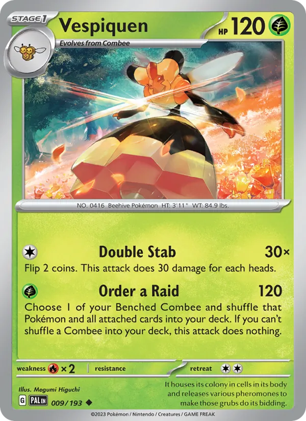 Kartu Vespiquen dari Paldea Evolved, nomor 009/193