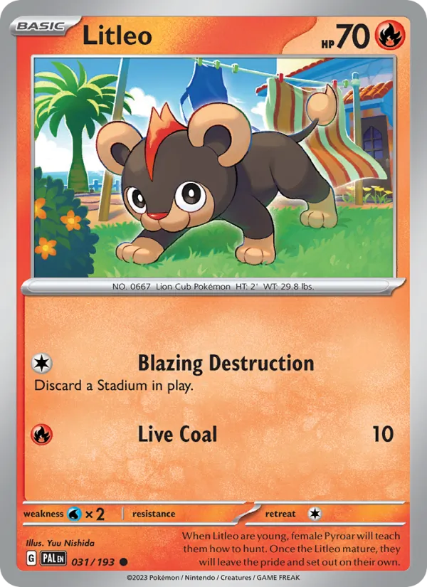 Kartu Litleo dari Paldea Evolved, nomor 031/193