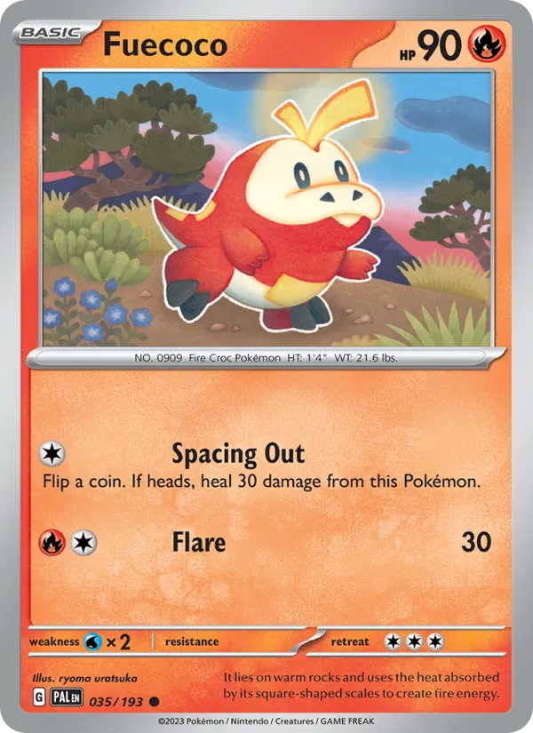 Kaart Fuecoco uit Paldea Evolved, nummer 035/193