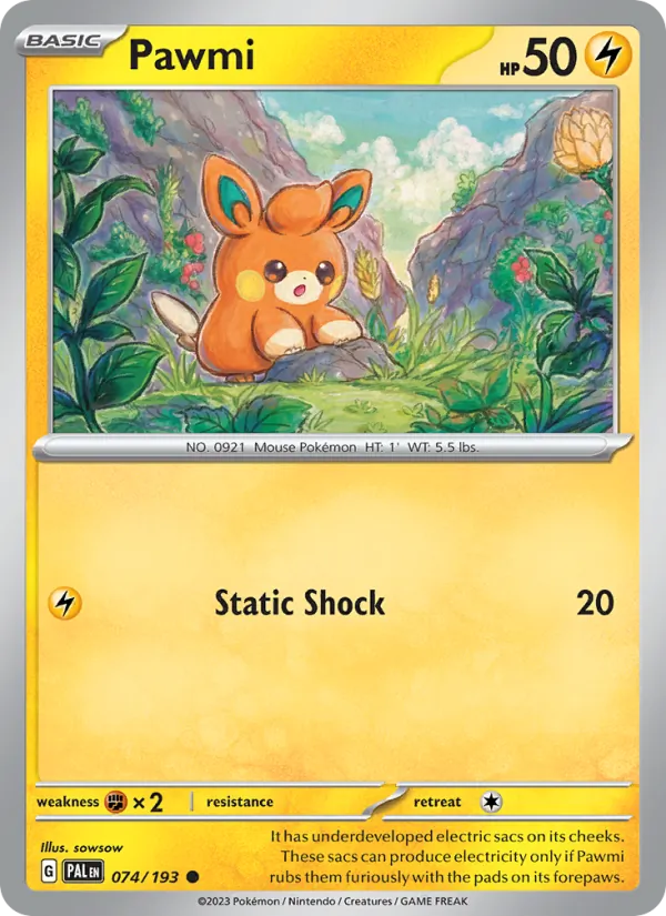 Kaart Pawmi uit Paldea Evolved, nummer 074/193