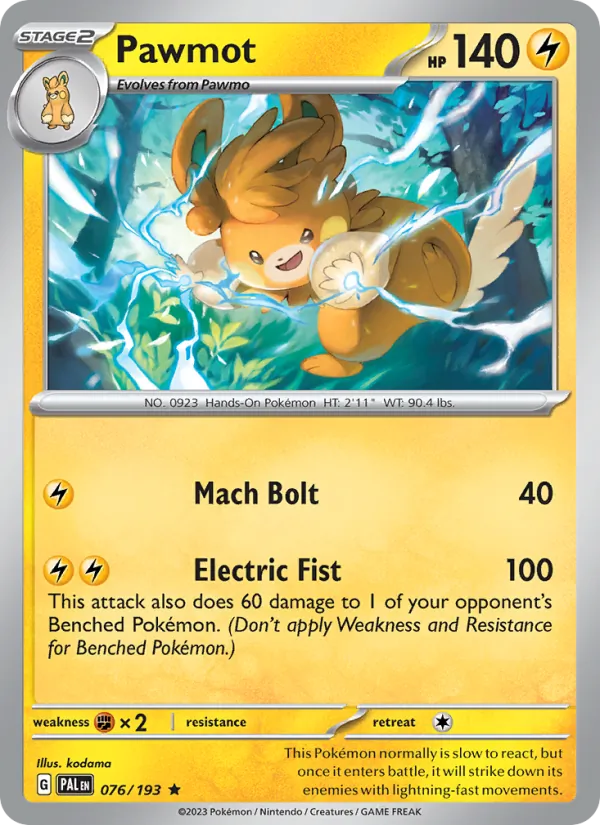 Kaart Pawmot uit Paldea Evolved, nummer 076/193
