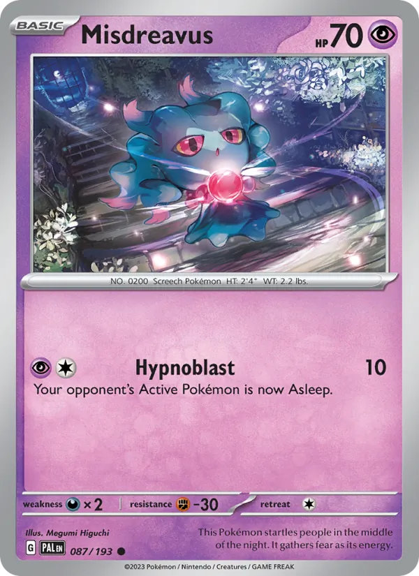 Kartu Misdreavus dari Paldea Evolved, nomor 087/193