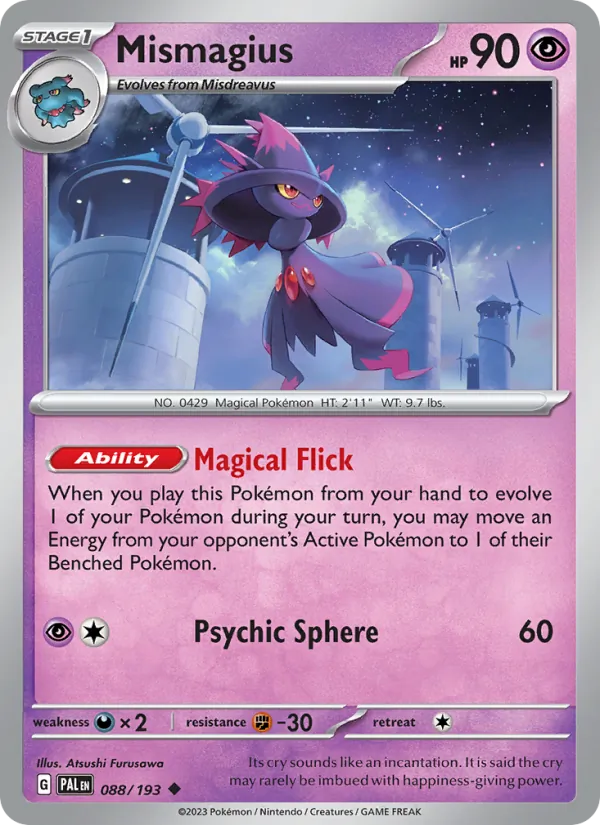Kaart Mismagius uit Paldea Evolved, nummer 088/193