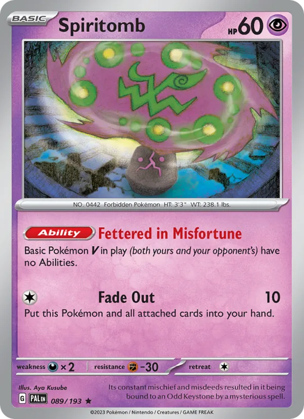 Kartu Spiritomb dari Paldea Evolved, nomor 089/193