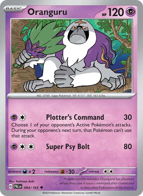 Kaart Oranguru uit Paldea Evolved, nummer 094/193