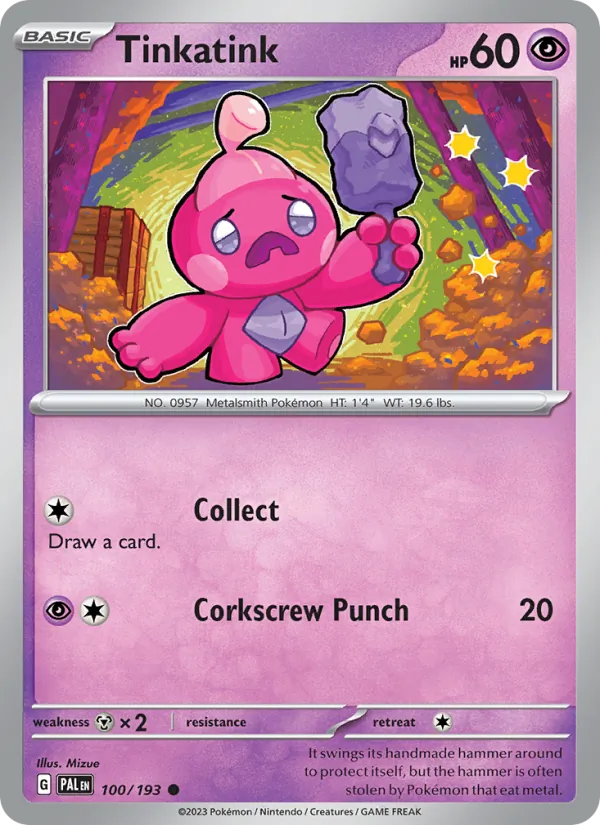 Kartu Tinkatink dari Paldea Evolved, nomor 100/193