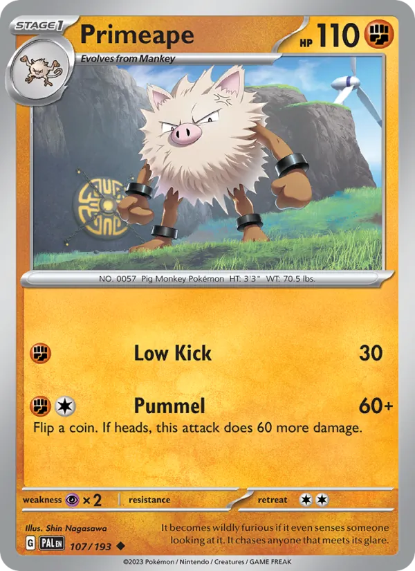Kartu Primeape dari Paldea Evolved, nomor 107/193