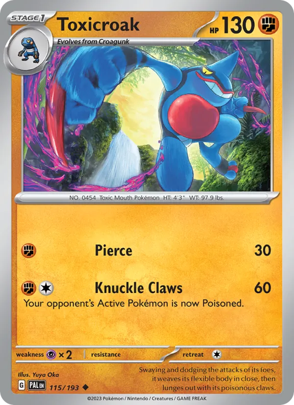 Kartu Toxicroak dari Paldea Evolved, nomor 115/193