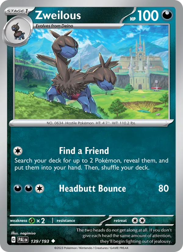 Kartu Zweilous dari Paldea Evolved, nomor 139/193
