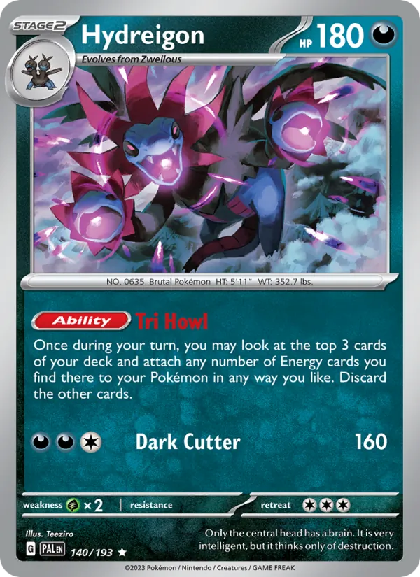 Kartu Hydreigon dari Paldea Evolved, nomor 140/193