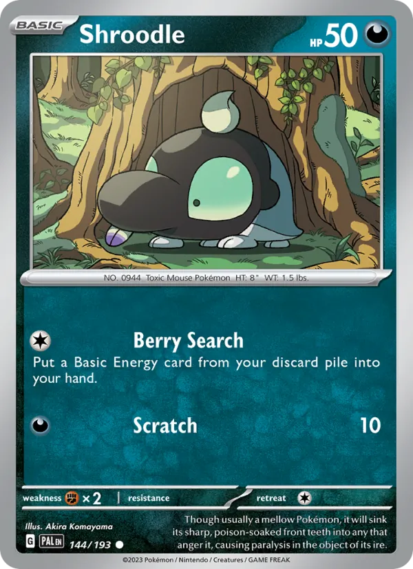 Kartu Shroodle dari Paldea Evolved, nomor 144/193
