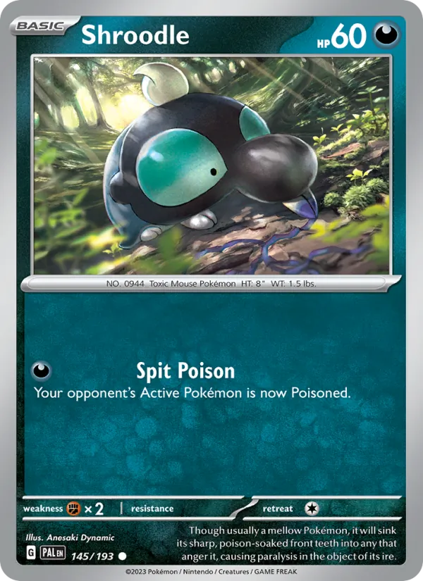 Kartu Shroodle dari Paldea Evolved, nomor 145/193