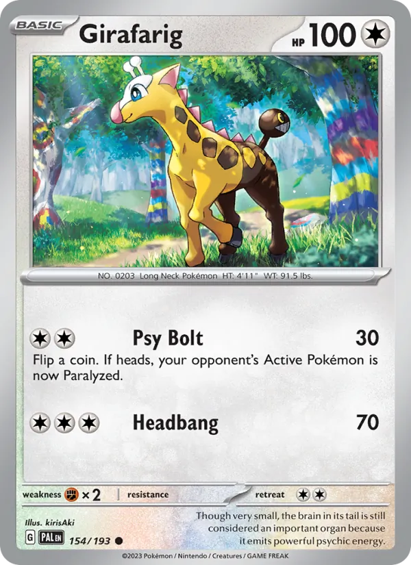 Kaart Girafarig uit Paldea Evolved, nummer 154/193