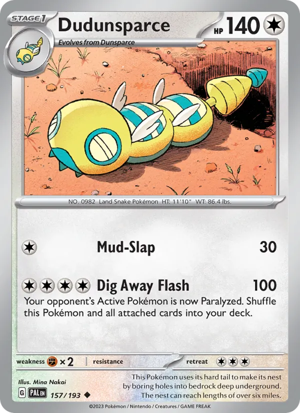Kartu Dudunsparce dari Paldea Evolved, nomor 157/193