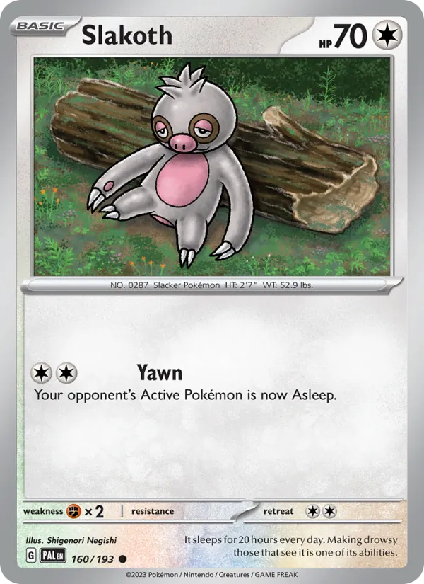 Kaart Slakoth uit Paldea Evolved, nummer 160/193