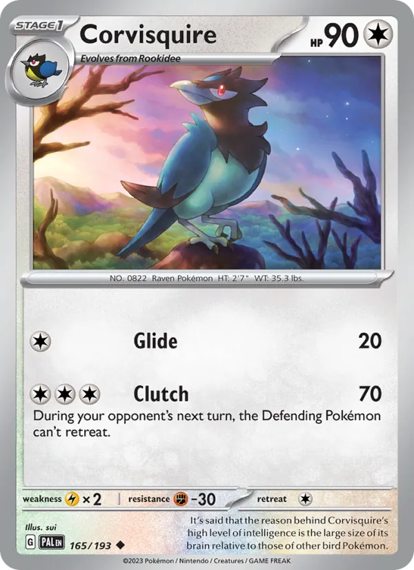Kaart Corvisquire uit Paldea Evolved, nummer 165/193