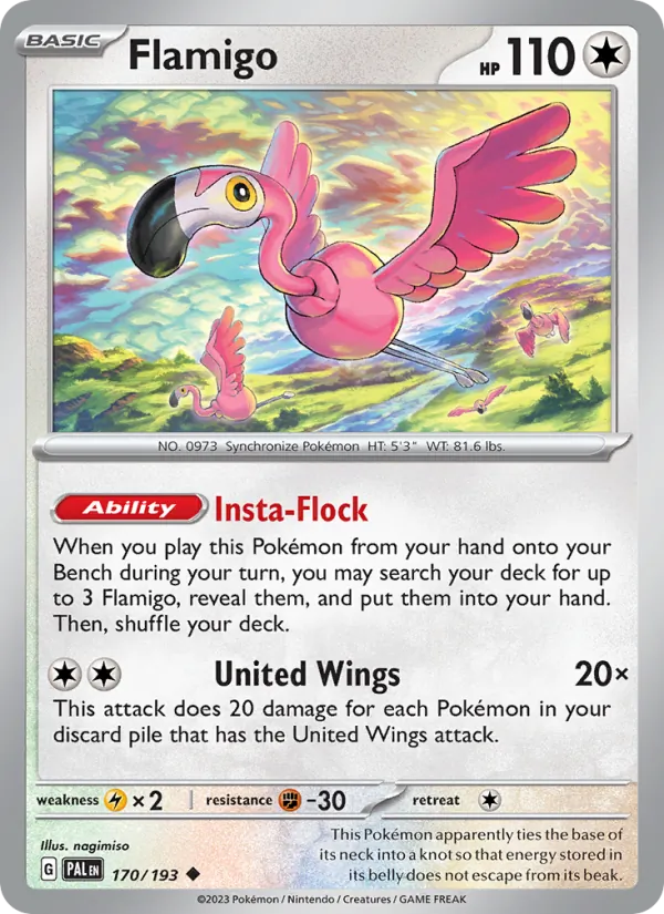 Kaart Flamigo uit Paldea Evolved, nummer 170/193