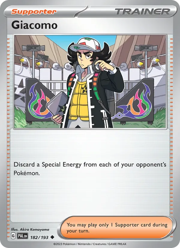Kartu Giacomo dari Paldea Evolved, nomor 182/193
