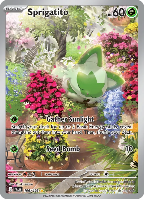 Sprigatito card from Paldea Evolved, number 196/193