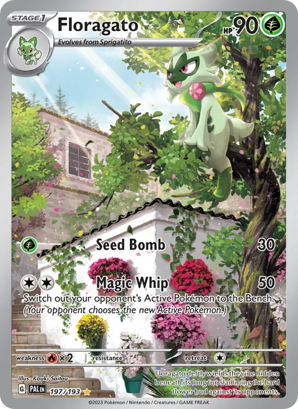 Floragato card from Paldea Evolved, number 197/193
