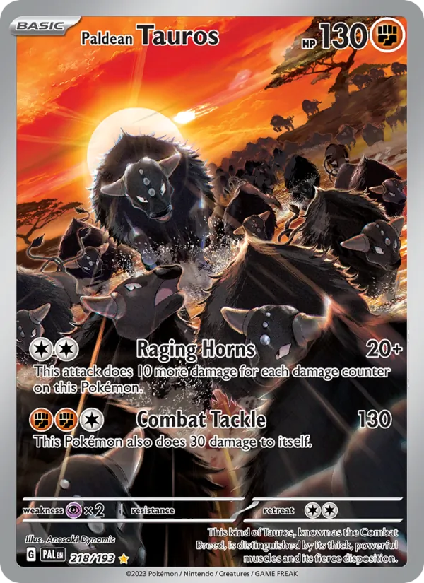 Paldean Tauros card from Paldea Evolved, number 218/193