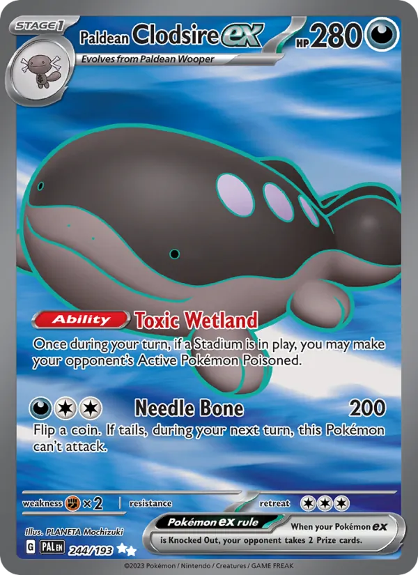 Kaart Paldean Clodsire ex uit Paldea Evolved, nummer 244/193