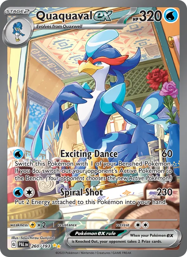Quaquaval ex card from Paldea Evolved, number 260/193