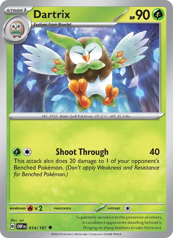 Kaart Dartrix uit Obsidian Flames, nummer 014/197