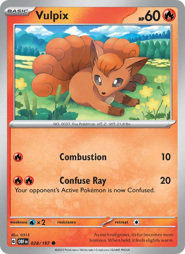 Kaart Vulpix uit Obsidian Flames, nummer 028/197
