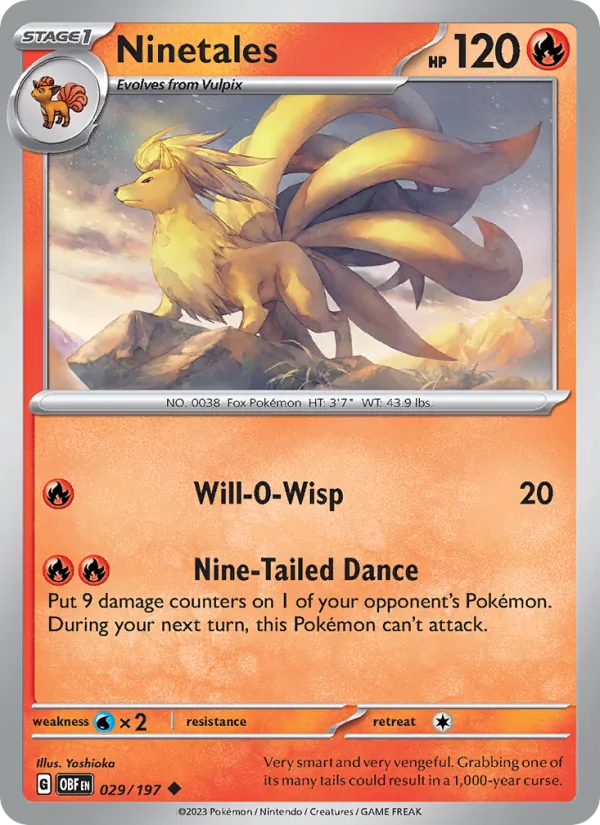 Kaart Ninetales uit Obsidian Flames, nummer 029/197
