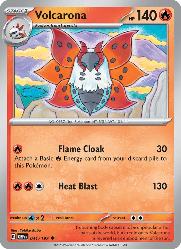 Kartu Volcarona dari Obsidian Flames, nomor 041/197