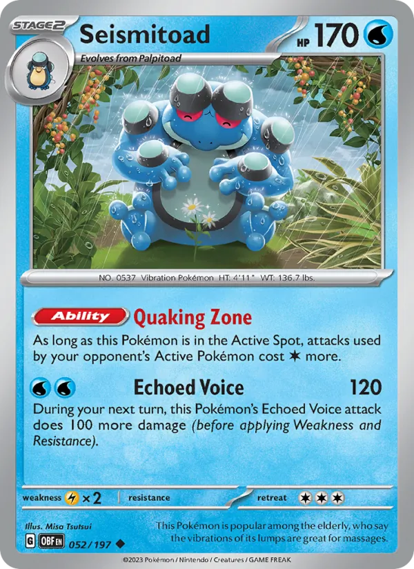 Kartu Seismitoad dari Obsidian Flames, nomor 052/197