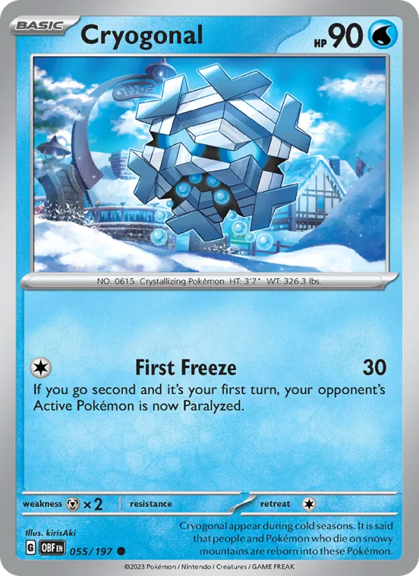 Kartu Cryogonal dari Obsidian Flames, nomor 055/197