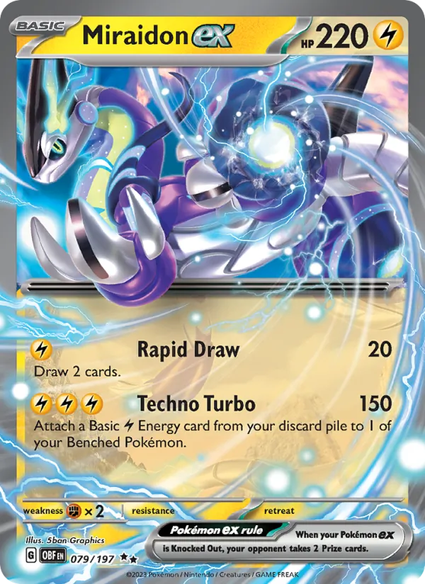 Kaart Miraidon ex uit Obsidian Flames, nummer 079/197