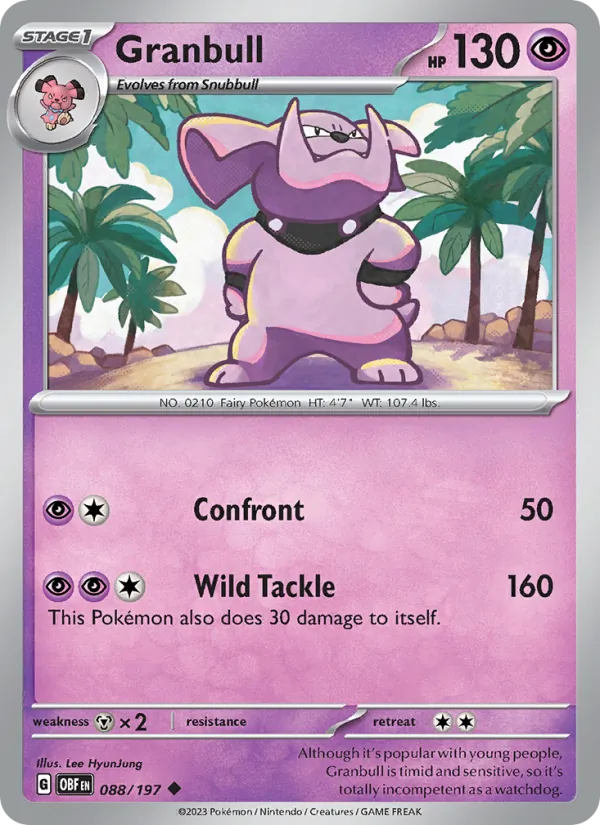 Kartu Granbull dari Obsidian Flames, nomor 088/197