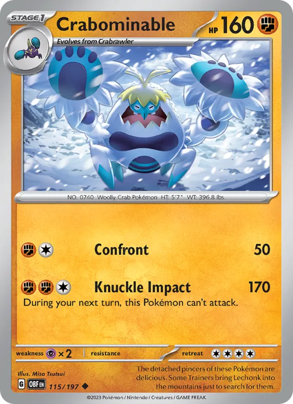 Kaart Crabominable uit Obsidian Flames, nummer 115/197