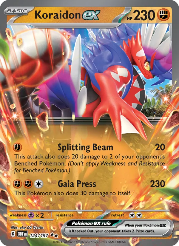 Kartu Koraidon ex dari Obsidian Flames, nomor 124/197