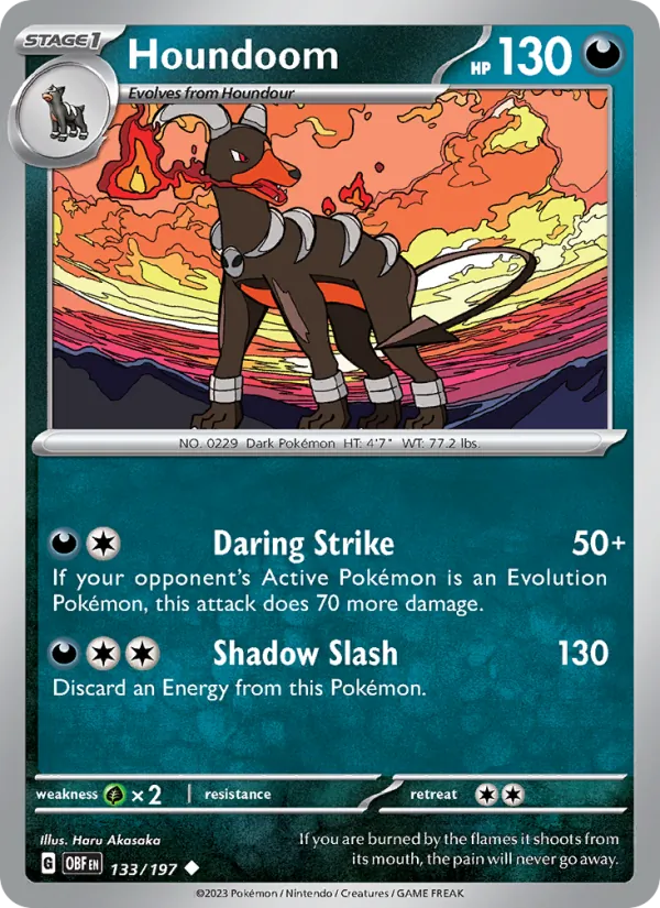Kartu Houndoom dari Obsidian Flames, nomor 133/197