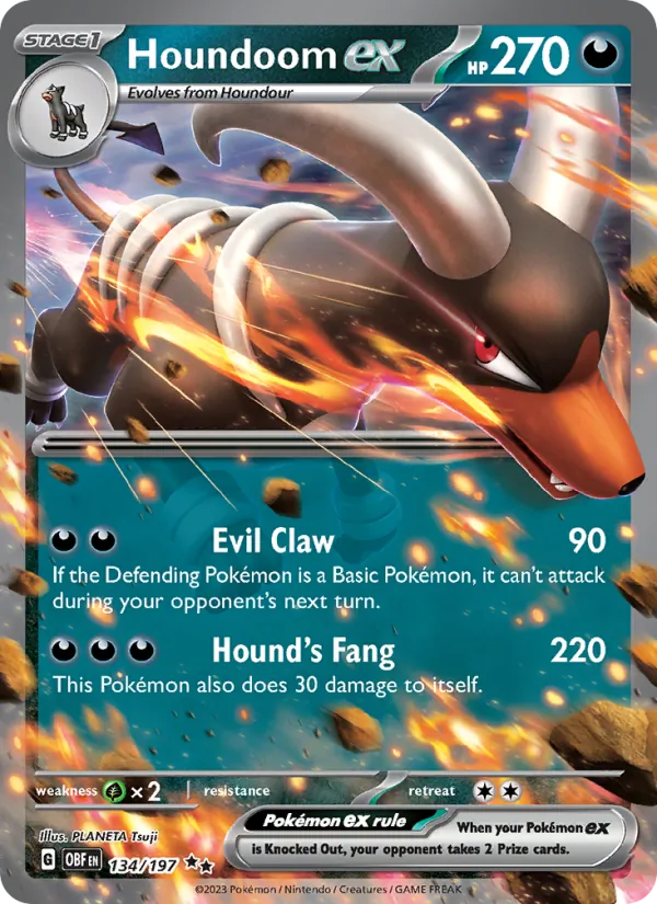 Kartu Houndoom ex dari Obsidian Flames, nomor 134/197