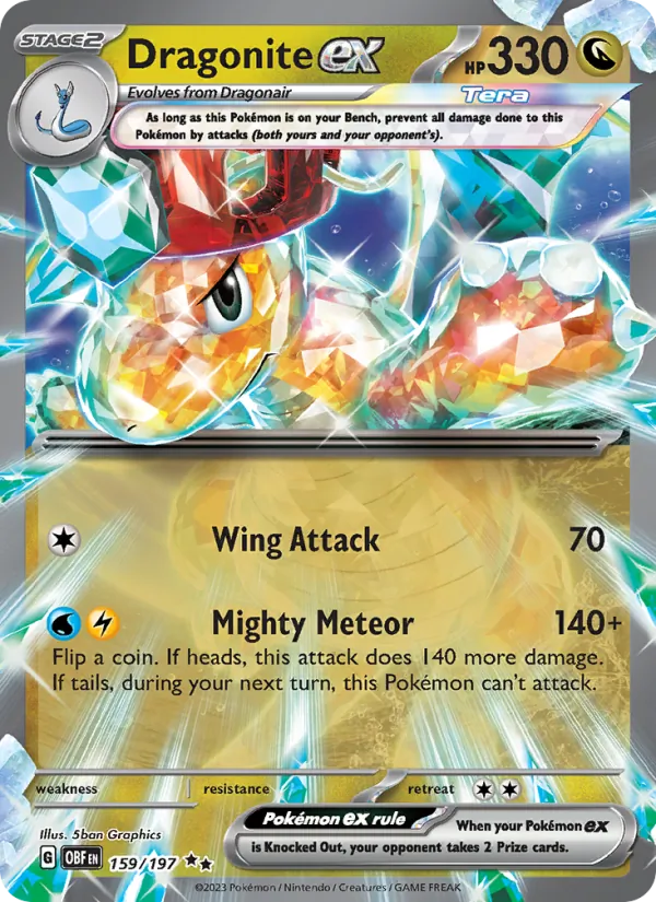 Kaart Dragonite ex uit Obsidian Flames, nummer 159/197