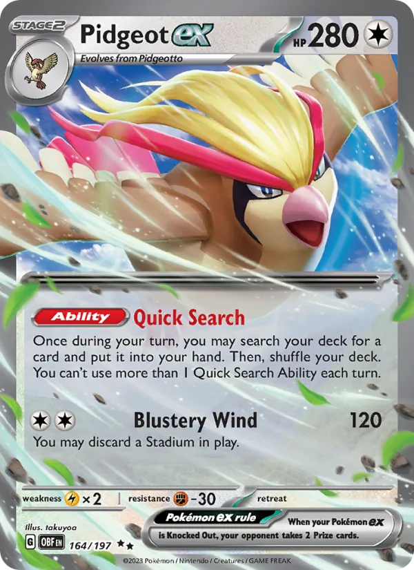 Kaart Pidgeot ex uit Obsidian Flames, nummer 164/197