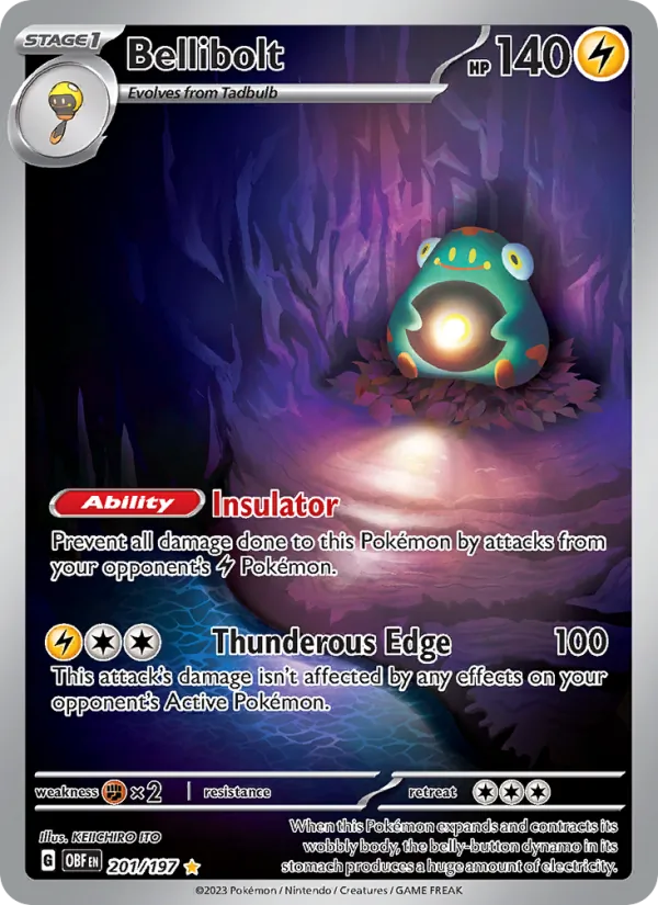 Bellibolt card from Obsidian Flames, number 201/197