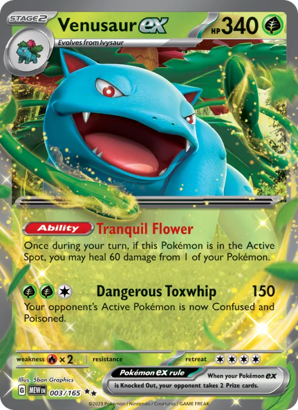 Kartu Venusaur ex dari 151, nomor 003/165