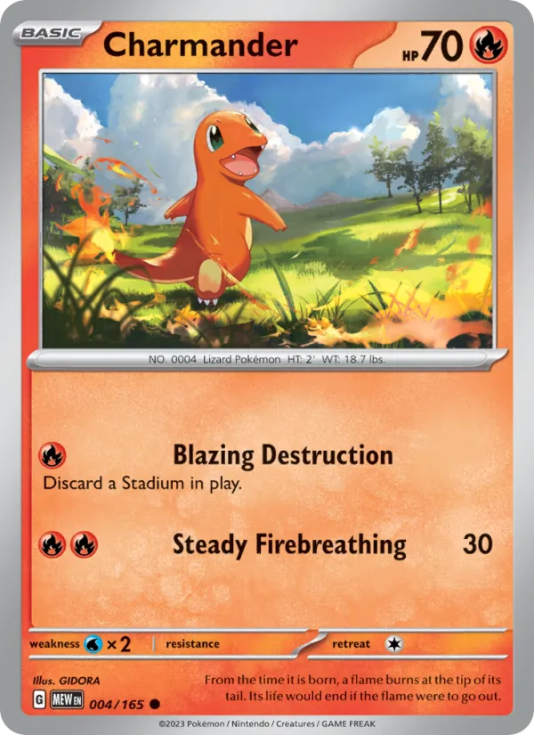 Kaart Charmander uit 151, nummer 004/165