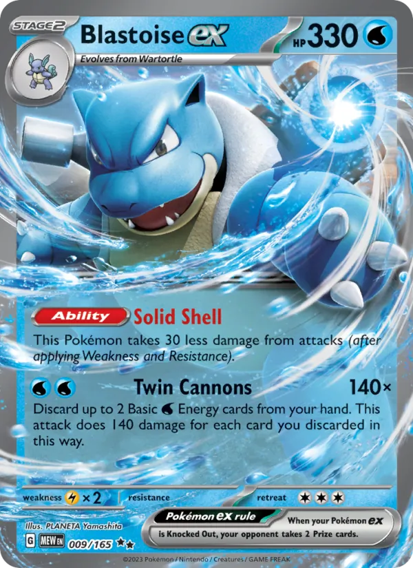 Kartu Blastoise ex dari 151, nomor 009/165