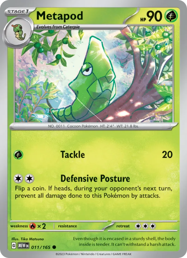 Kartu Metapod dari 151, nomor 011/165