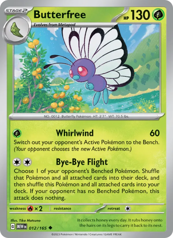 Kaart Butterfree uit 151, nummer 012/165