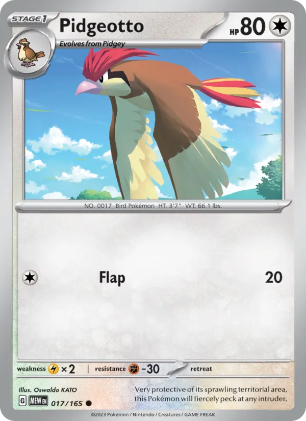 Kartu Pidgeotto dari 151, nomor 017/165